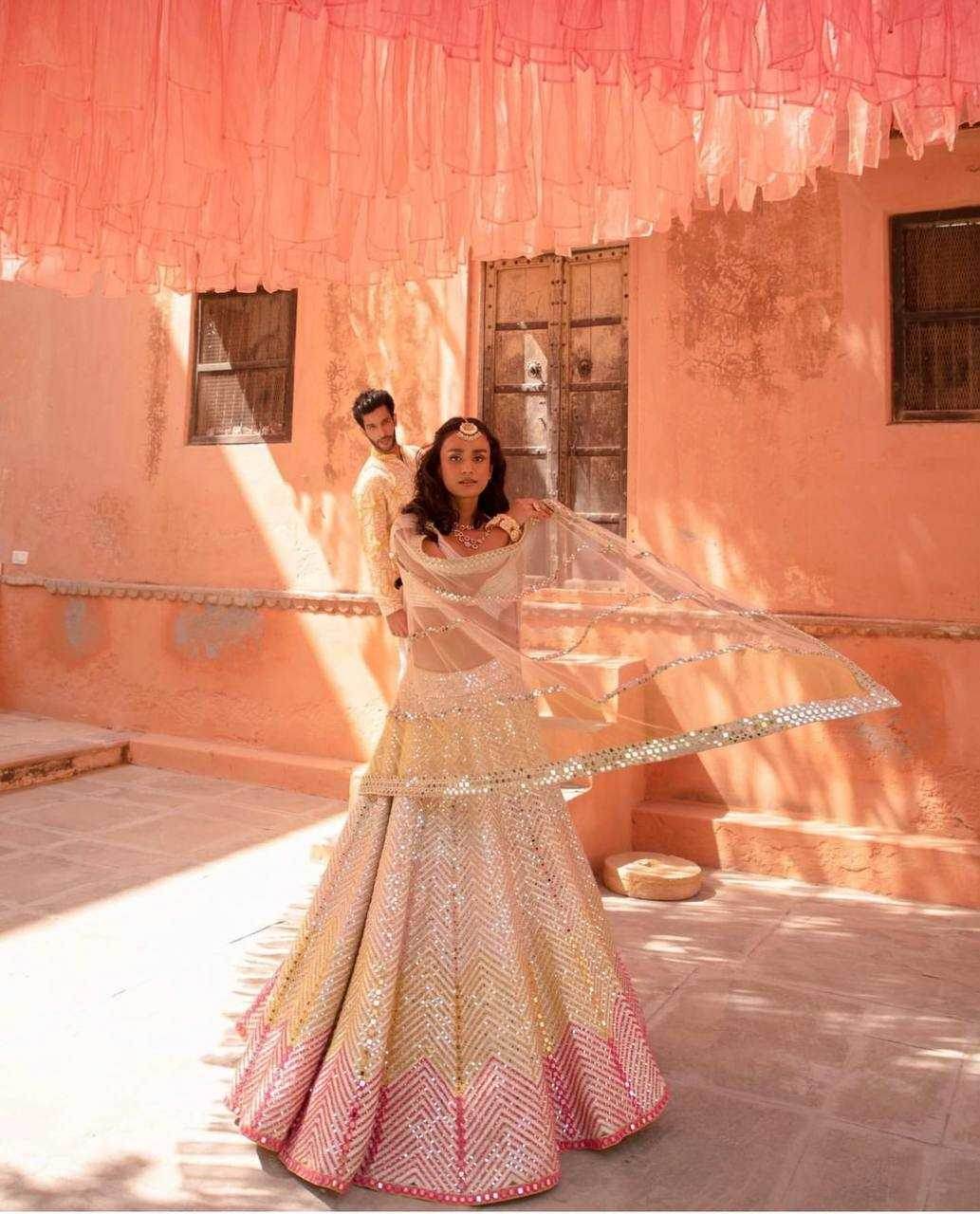 Satin Silk Mirror Work Banarasi Lehenga for Festive Elegance - MYLUXURY LANE ENTERPRISE
